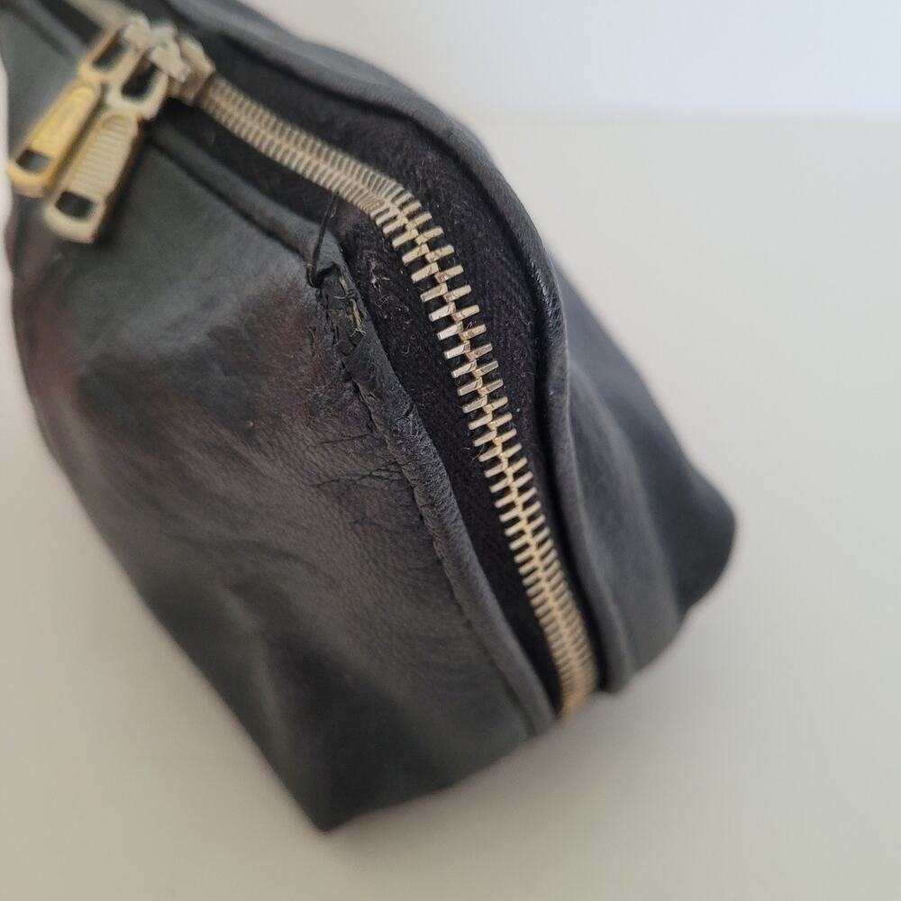 Vintage Yves Saint Laurent YSL Black Leather Cosmetic Pouch Clutch Bag Italy - Picture 9 of 16